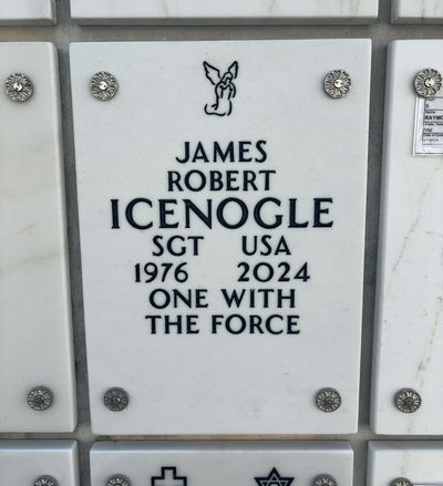 Columbarium Niche Cover of James Icenogle. Arlington National Cemetery.