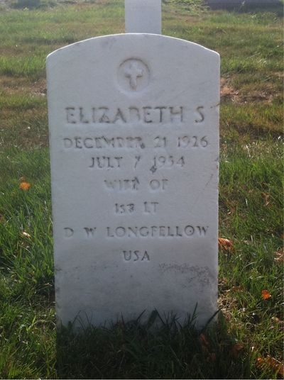 Headstone Front of Elizabeth Longfellow. Arlington National Cemetery.