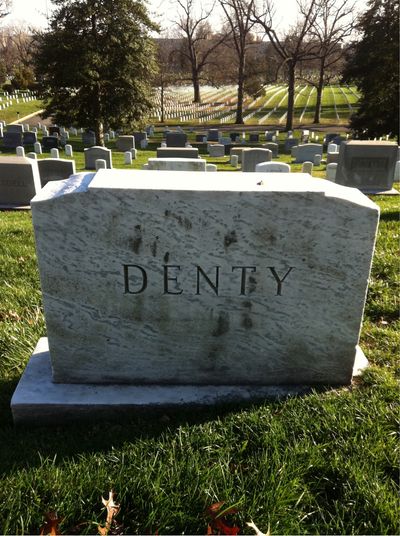 Headstone Back of Elizabeth Denty. Arlington National Cemetery.