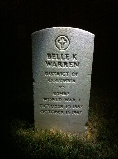 Headstone Front of Belle Warren. Arlington National Cemetery.