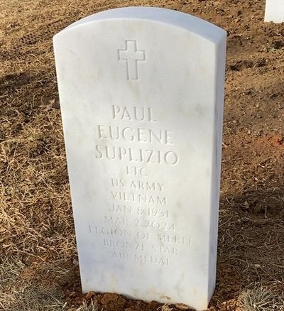Headstone Front of Paul Suplizio. Arlington National Cemetery.