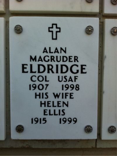 Headstone Front of Alan M Eldridge. Arlington National Cemetery.