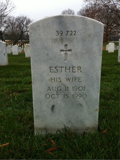 Headstone Back of Esther Wall. Arlington National Cemetery.