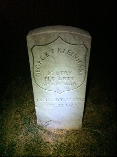 Headstone Front of George Frederick Kleinhans. Arlington National Cemetery.
