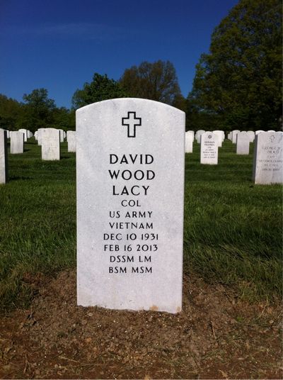 Headstone Front of David W Lacy. Arlington National Cemetery.