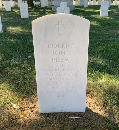 Headstone Front of Robert Prew. Arlington National Cemetery.