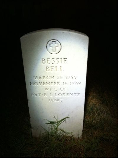 Headstone Front of Bessie Lorentz. Arlington National Cemetery.