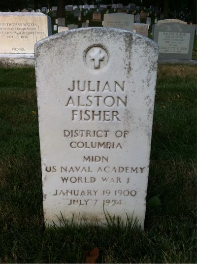 Headstone Front of Julian Fisher. Arlington National Cemetery.
