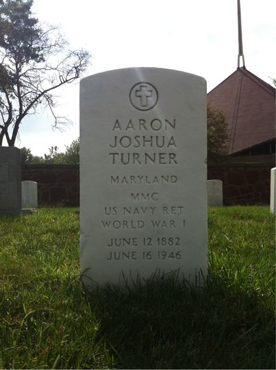 Headstone Front of Aaron Turner. Arlington National Cemetery.