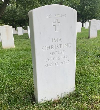 Headstone Back of Eugene Joseph Russel. Arlington National Cemetery.