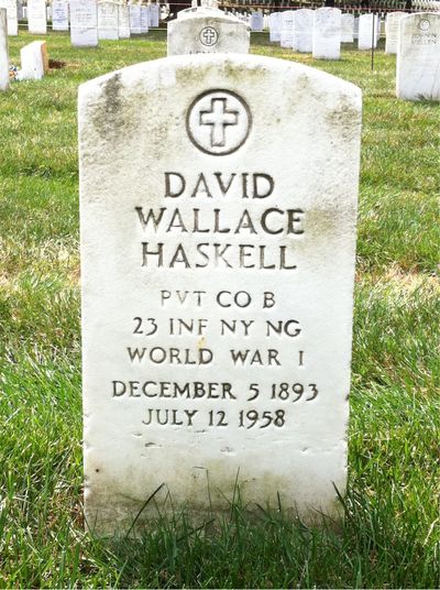 Headstone Front of David Haskell. Arlington National Cemetery.
