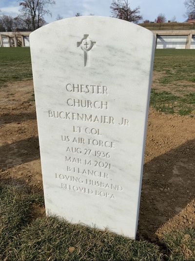 Headstone Front of Chester Buckenmaier. Arlington National Cemetery.