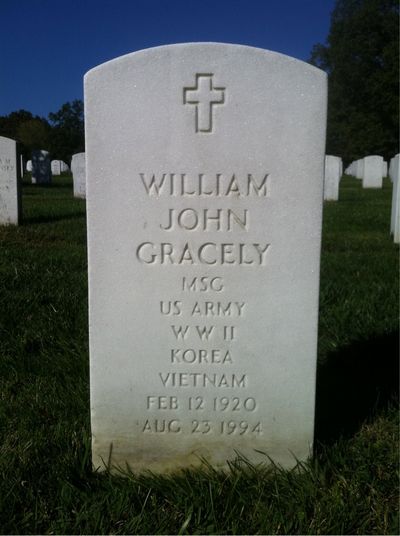 Headstone Front of Mildred Gracely. Arlington National Cemetery.