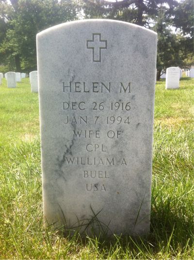 Headstone Front of Helen Buel. Arlington National Cemetery.