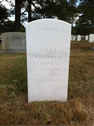 Headstone Back of Della Jones. Arlington National Cemetery.