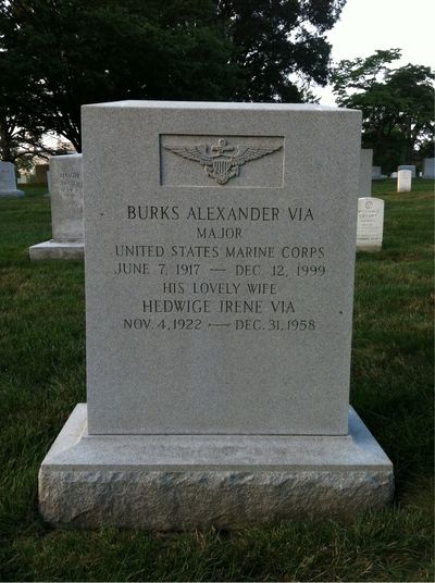 Headstone Front of Burks Via. Arlington National Cemetery.