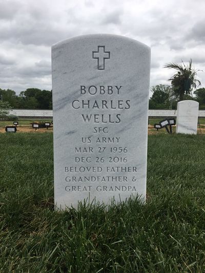 Headstone Front of Bobby Charles Wells. Arlington National Cemetery.