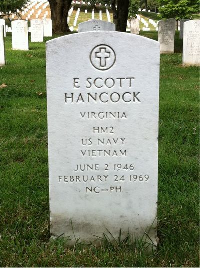 Headstone Front of E Hancock. Arlington National Cemetery.