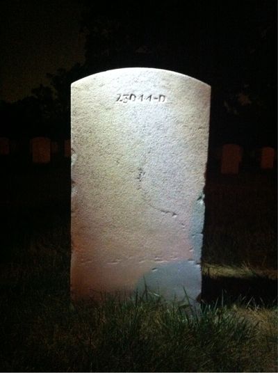 Headstone Back of William Barrett. Arlington National Cemetery.