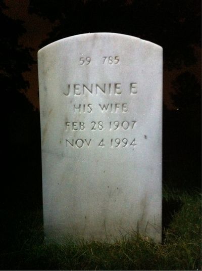 Headstone Back of Conrad M Fisher. Arlington National Cemetery.
