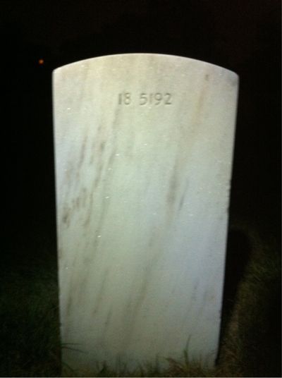 Headstone Back of Arthur James Sanderson. Arlington National Cemetery.