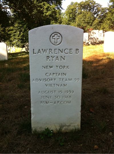Headstone Front of Lawrence Brendan Ryan. Arlington National Cemetery.