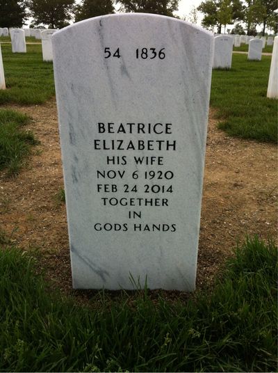 Headstone Back of Beatrice Kellogg. Arlington National Cemetery.