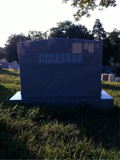 Joseph Barrett — Headstone Back