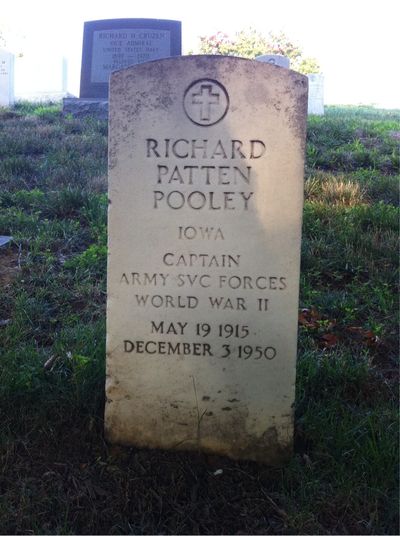 Headstone Front of Richard Pooley. Arlington National Cemetery.