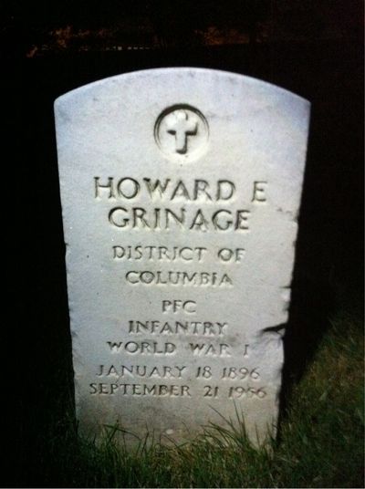 Headstone Front of Howard Grinage. Arlington National Cemetery.