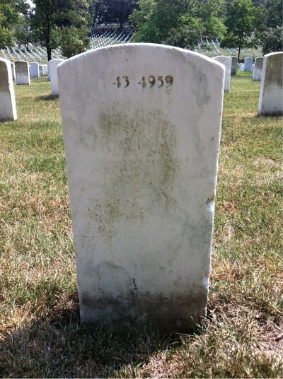 Headstone Back of Harry Lutes. Arlington National Cemetery.