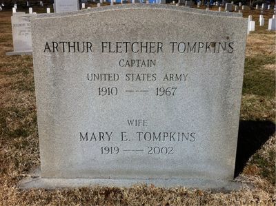 Headstone Front of Arthur F Tompkins. Arlington National Cemetery.