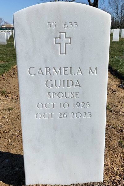 Headstone Back of Carmela Guida. Arlington National Cemetery.