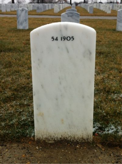 Headstone Back of Robert H Sheridan. Arlington National Cemetery.
