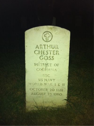 Headstone Front of Arthur Goss. Arlington National Cemetery.