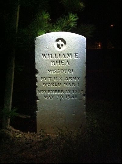 Headstone Front of William Rhea. Arlington National Cemetery.