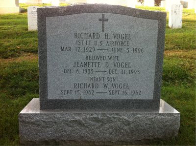 Headstone Front of Jeanette Vogel. Arlington National Cemetery.
