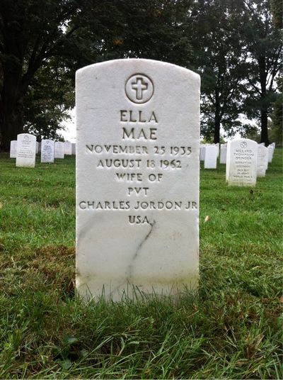 Headstone Front of Ella Jordon. Arlington National Cemetery.