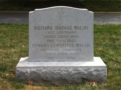 Headstone Front of Edward M Walsh. Arlington National Cemetery.
