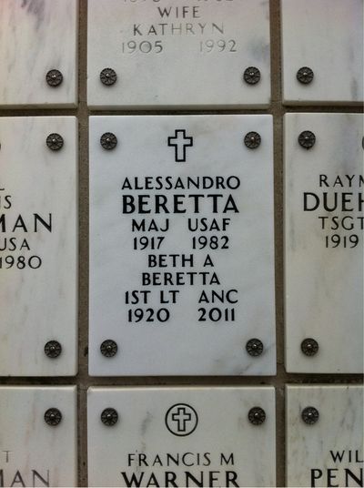 Columbarium Niche Cover of Alessandro Harry Beretta. Arlington National Cemetery.