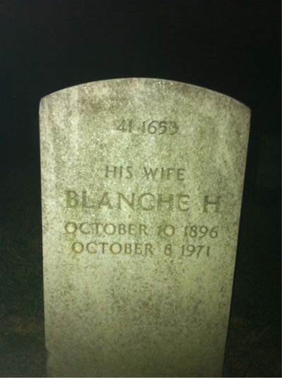 Headstone Back of Blanche Porter. Arlington National Cemetery.
