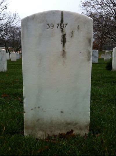 Headstone Back of John F Hill. Arlington National Cemetery.