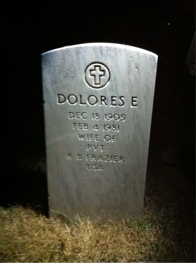 Headstone Front of Dolores Frazier. Arlington National Cemetery.