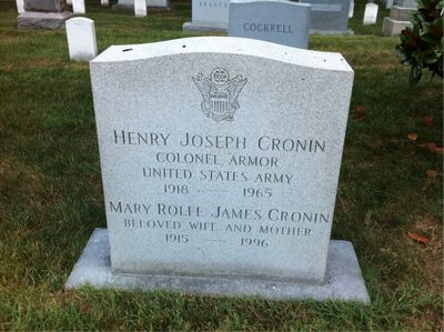 Headstone Front of Henry Joseph Cronin. Arlington National Cemetery.