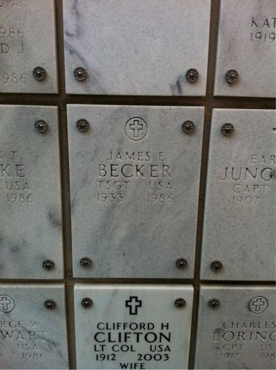Headstone Front of James Becker. Arlington National Cemetery.