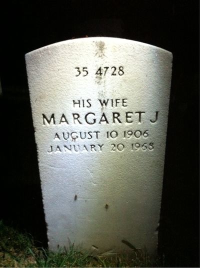 Headstone Back of Margaret Femister. Arlington National Cemetery.