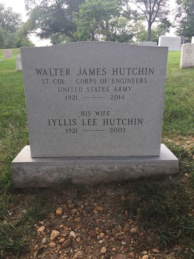Headstone Front of Iyllis Hutchin. Arlington National Cemetery.