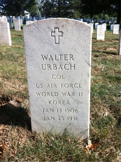 Headstone Front of Laura Urbach. Arlington National Cemetery.
