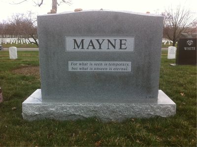 Headstone Back of Richard Kay Mayne. Arlington National Cemetery.