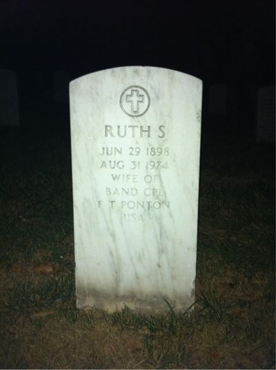 Headstone Front of Ruth Ponton. Arlington National Cemetery.